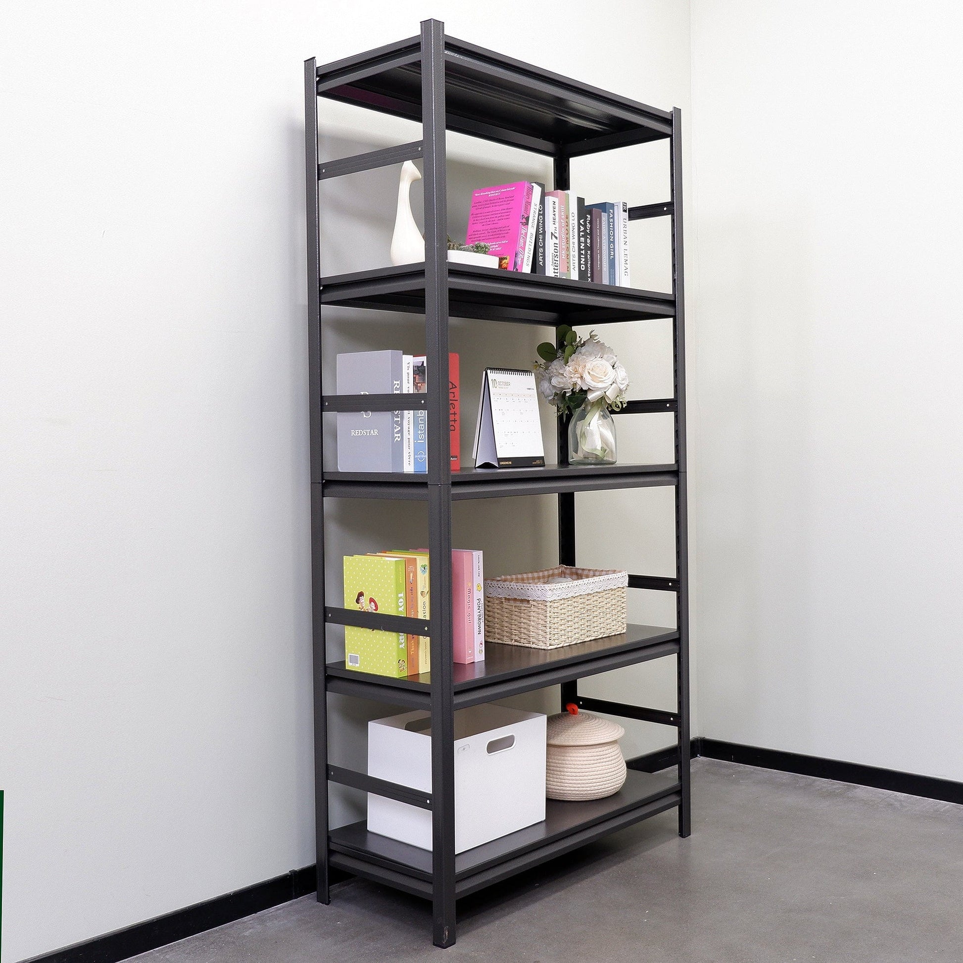 T & J Home Trends Storage Shelves  5 Tier Heavy Duty Metal Shelving Unit Adjustable Shelving Units and Storage Rack Kitchen Garage Shelf H72 * W35.4 * D15.8