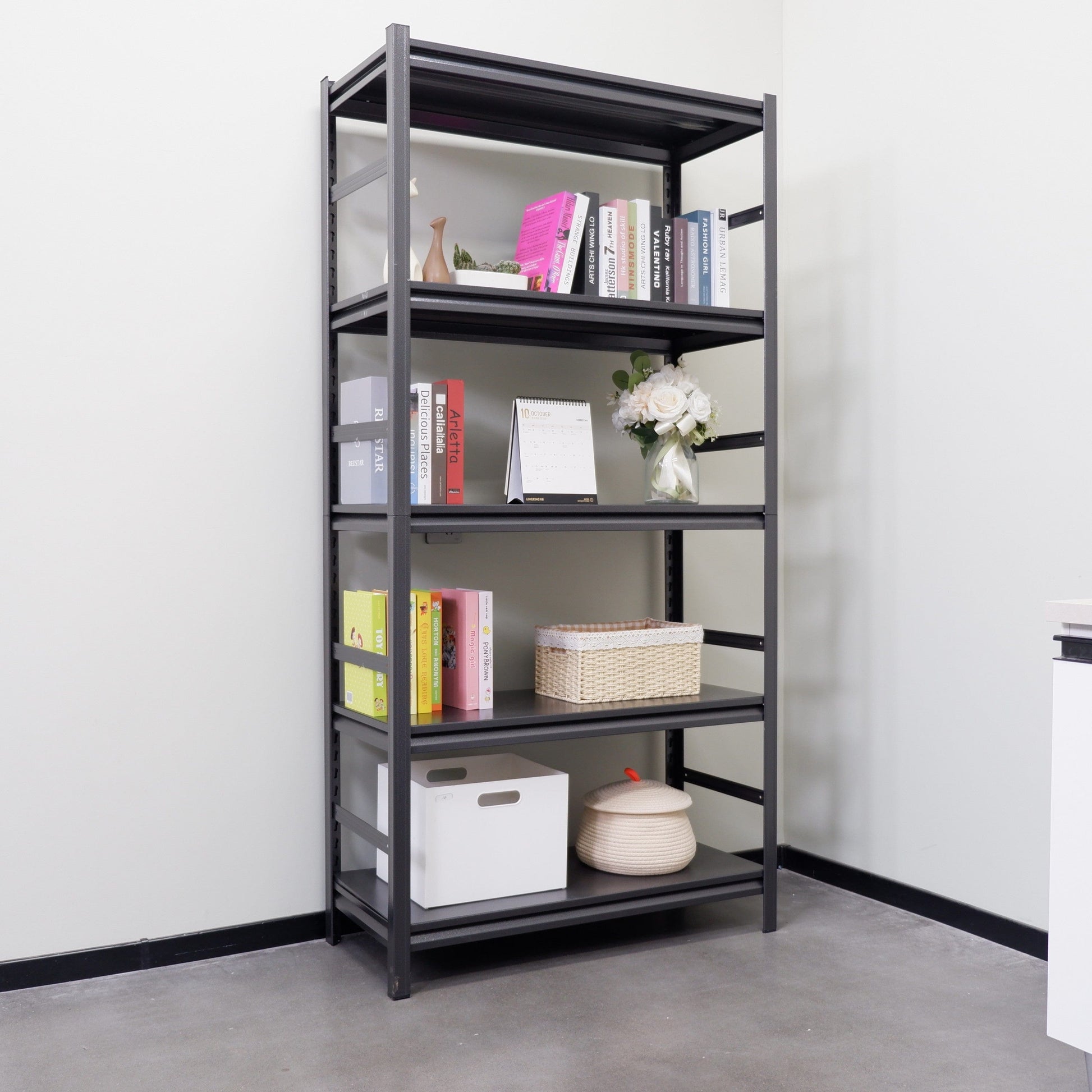 T & J Home Trends Storage Shelves  5 Tier Heavy Duty Metal Shelving Unit Adjustable Shelving Units and Storage Rack Kitchen Garage Shelf H72 * W35.4 * D15.8