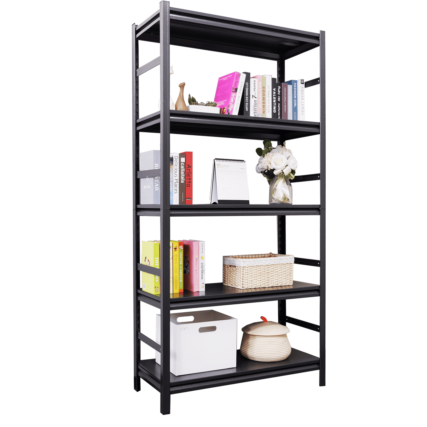 T & J Home Trends Storage Shelves  5 Tier Heavy Duty Metal Shelving Unit Adjustable Shelving Units and Storage Rack Kitchen Garage Shelf H72 * W35.4 * D15.8