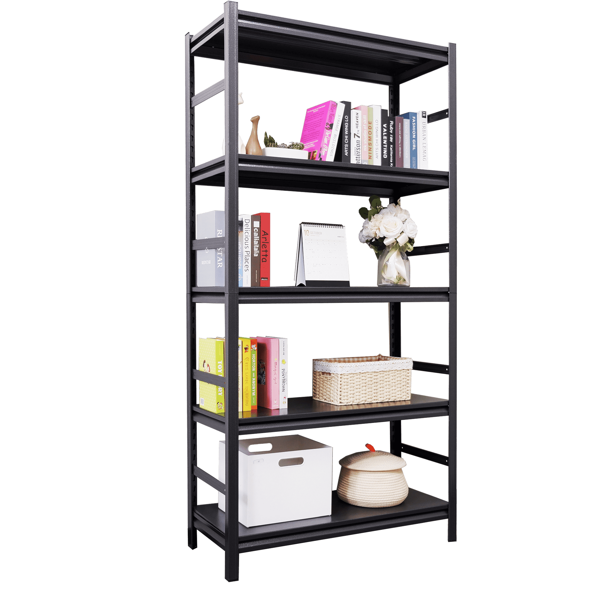 T & J Home Trends Storage Shelves  5 Tier Heavy Duty Metal Shelving Unit Adjustable Shelving Units and Storage Rack Kitchen Garage Shelf H72 * W35.4 * D15.8