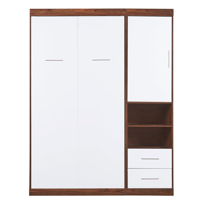 T & J Home Trends Twin Size Murphy Bed Wall Bed with Cabinet,White