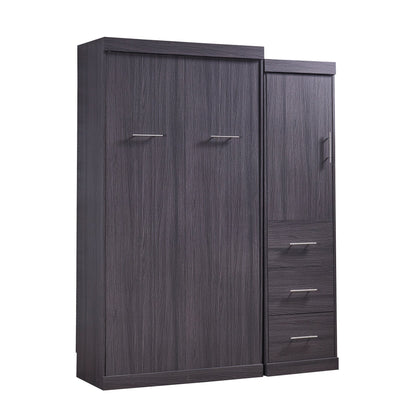 T & J Home Trends Twin Size Murphy Bed with Wardrobe and Drawers, Storage Bed, can be Folded into a Cabinet, Gray