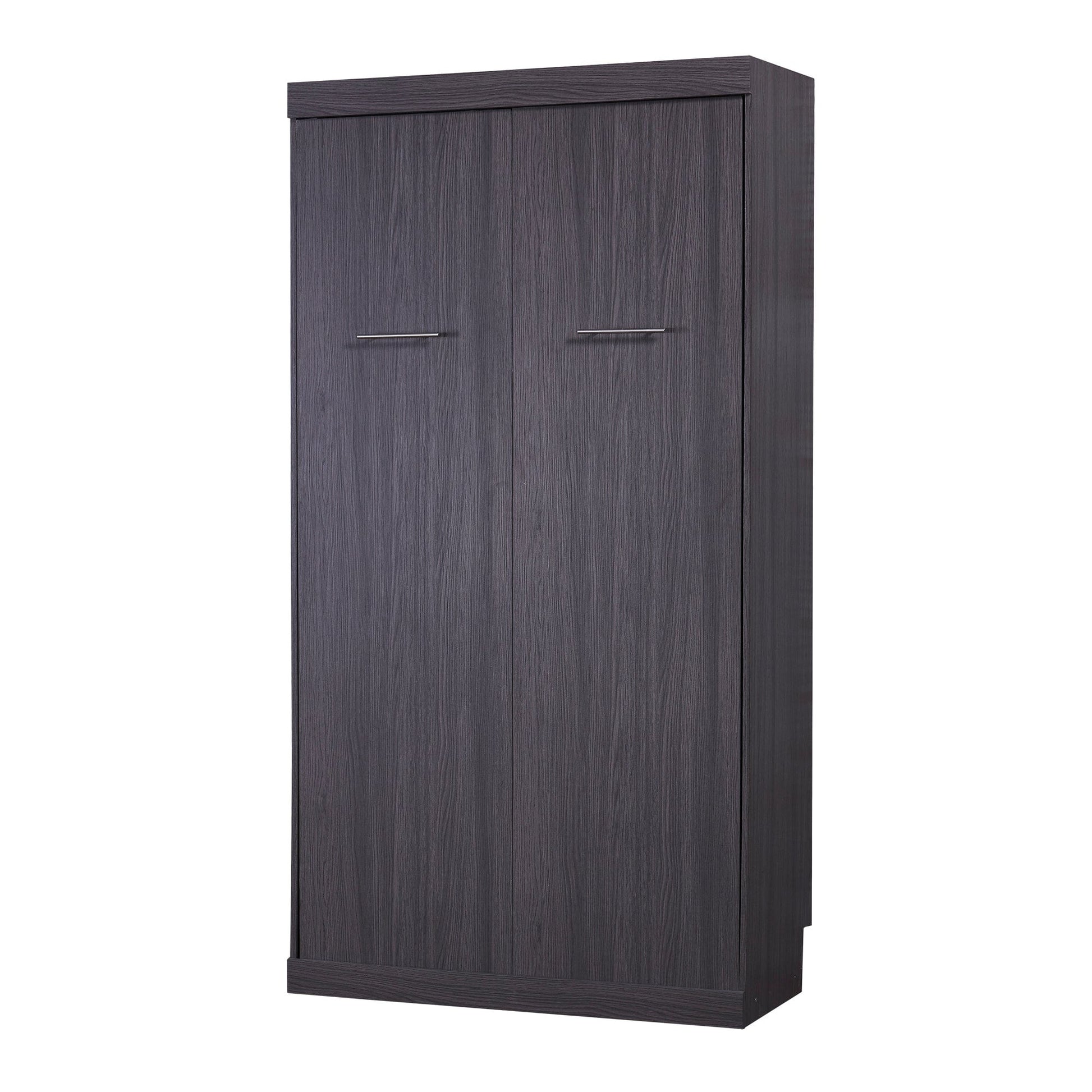 T & J Home Trends Twin Size Murphy Bed with Wardrobe and Drawers, Storage Bed, can be Folded into a Cabinet, Gray