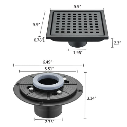 W928 Dongtu Group Shower Drain 6 Inch Square Shower Floor Drain