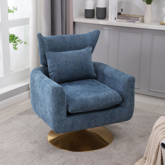 XR-1361 Living Room Chair Classic Mid-Century 360-Degree Swivel Accent Chair in Blue Linen - American Design